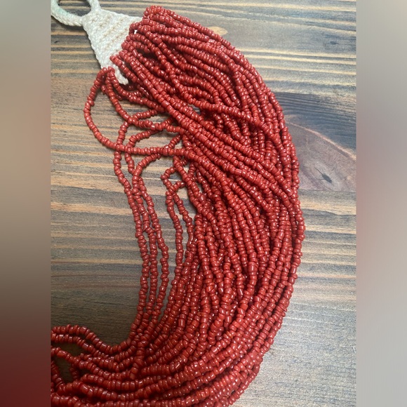 Vintage Handmade India Naga Coral Glass
Bead Necklace - Picture 5 of 6